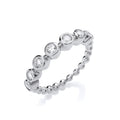 Seven Cubic Zirconias Beaded Sterling Silver Ring