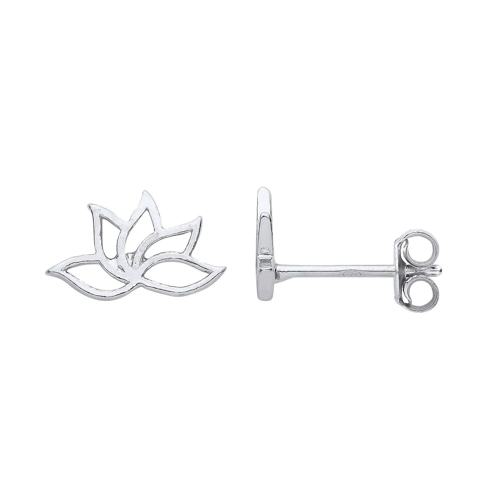 Sterling Silver Lotus Flower Stud Earrings