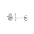 Sterling Silver Hamsa Hand Stud Earrings