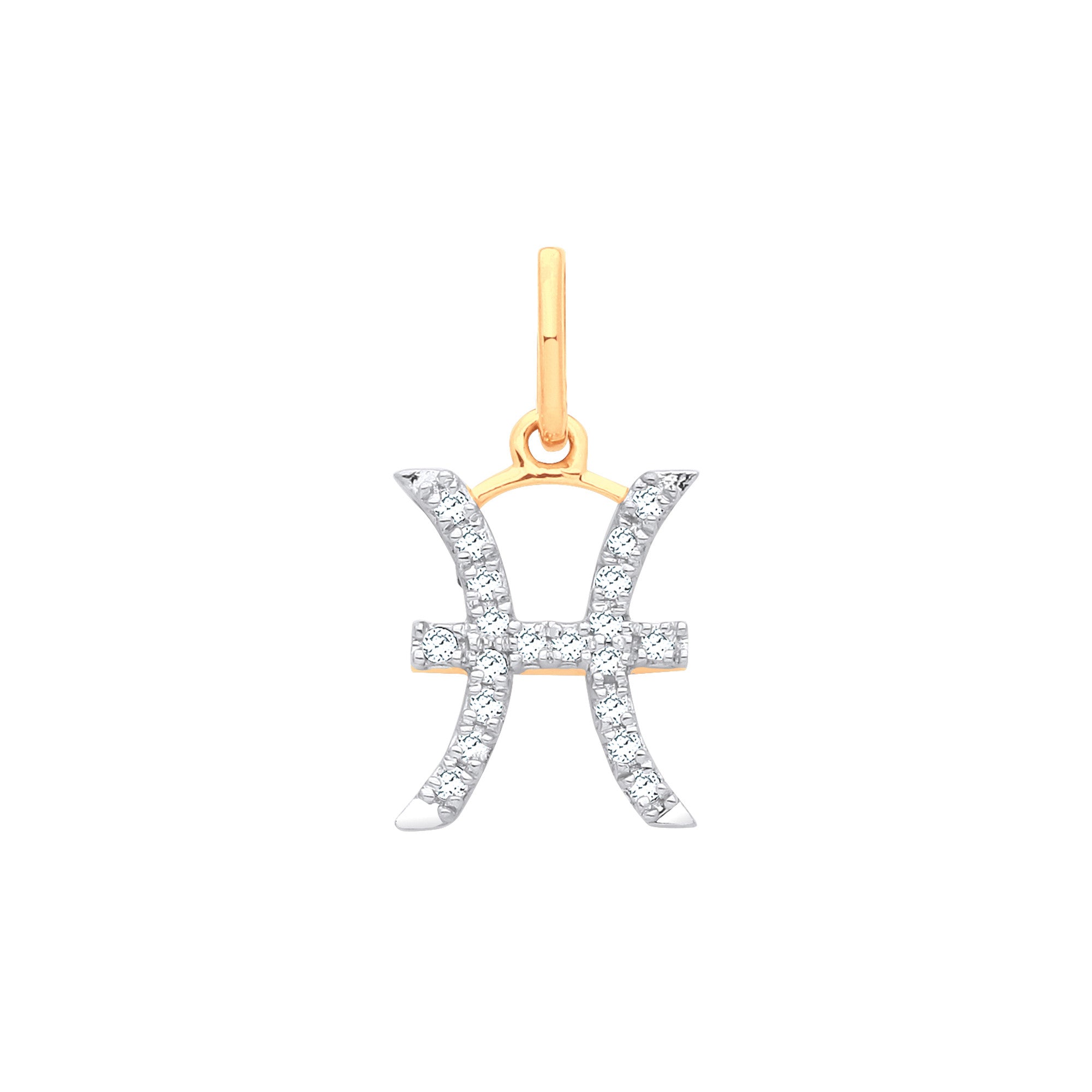 9ct Yellow Gold Pisces Zodiac 0.10ct pendant