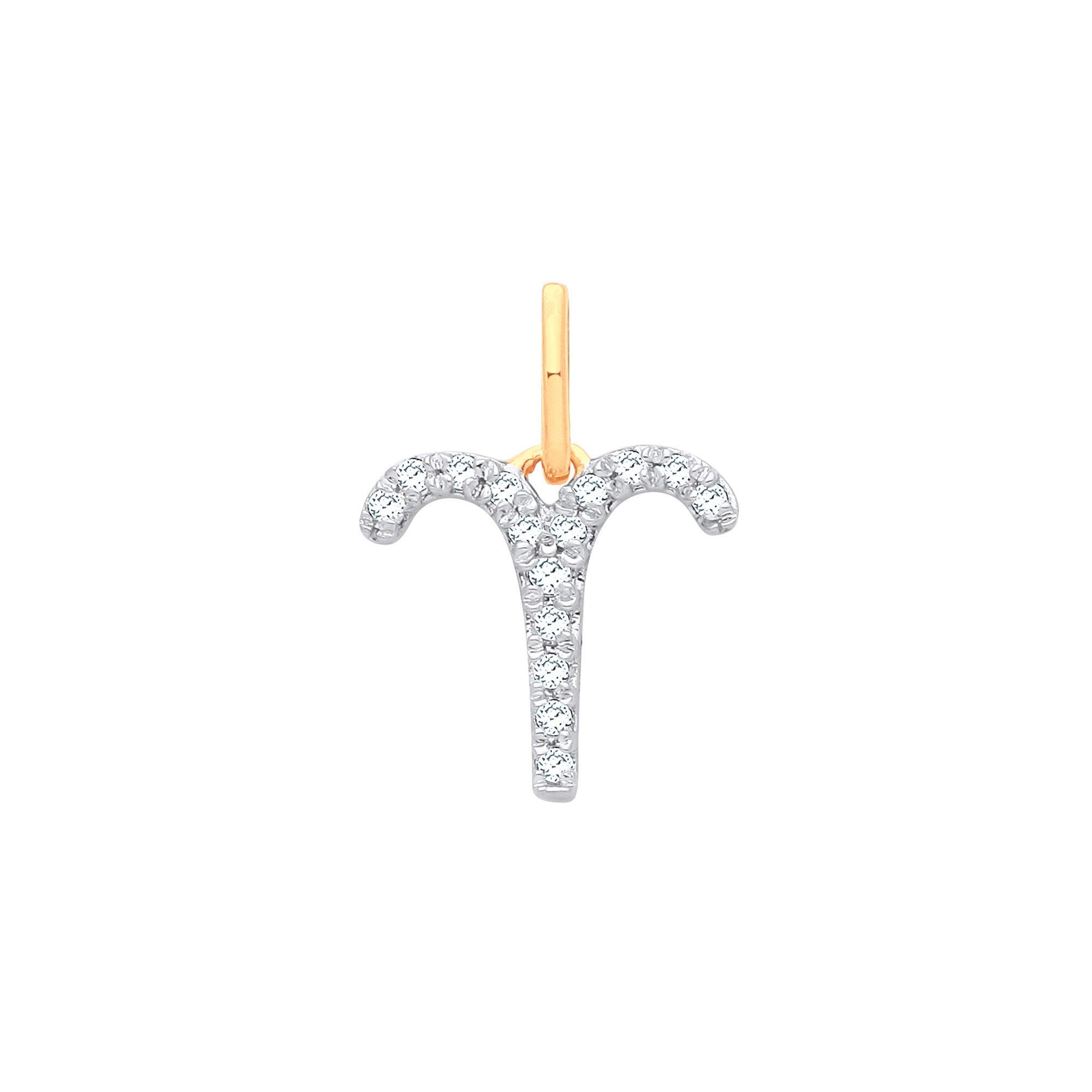 9ct Yellow Gold Aries Zodiac 0.10ct pendant