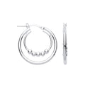 Sterling Silver Double Hoop with beads Earrings