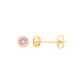 9ct Yellow Gold 4mm Rubover Set Pink Cubic Zirconia Studs