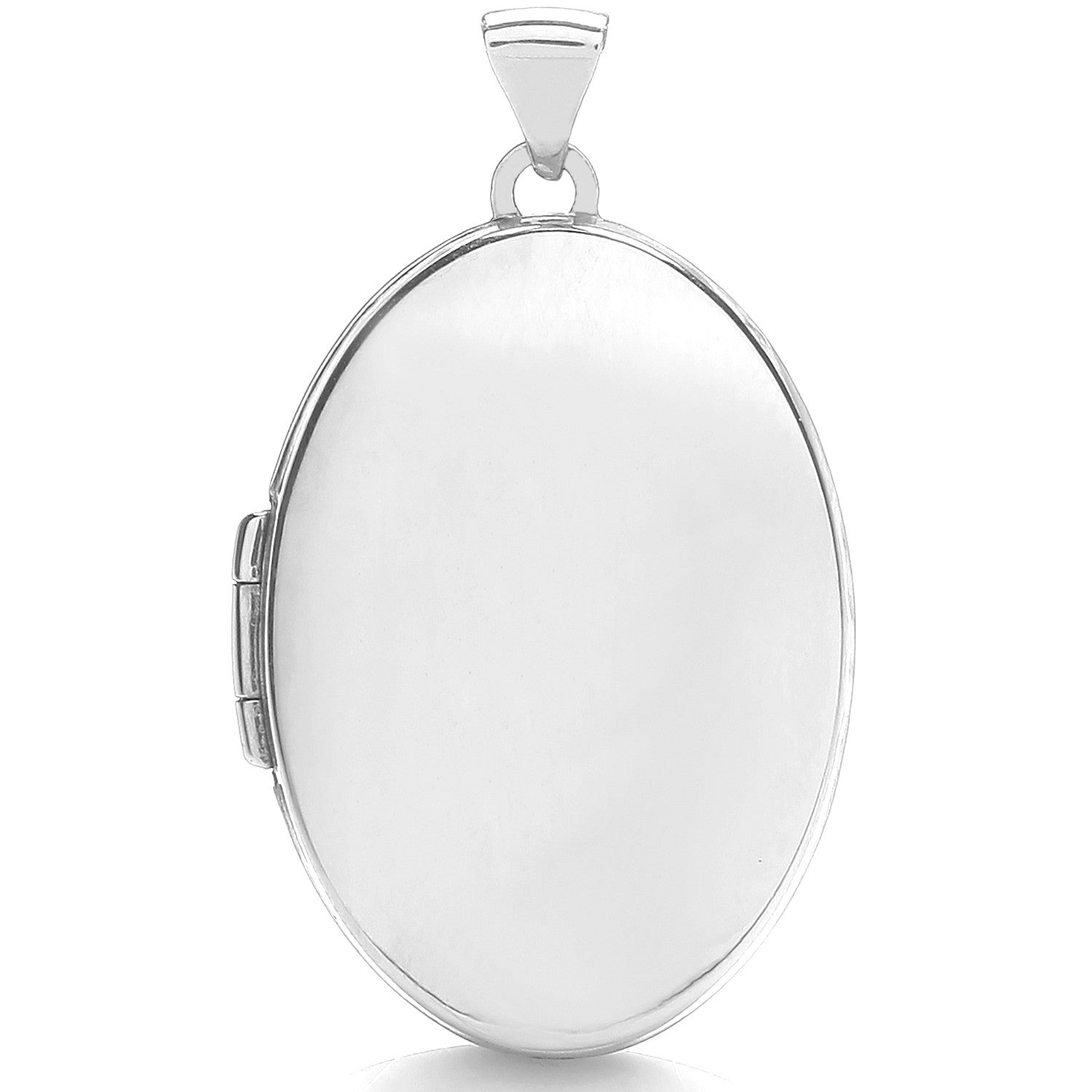 9ct White Gold Oval Plain Medium Locket