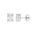Sterling Silver Clear Cubic Zirconia Emerald Cut Stud Earrings