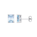 Sterling Silver Blue Cubic Zirconia Emerald Cut Stud Earrings