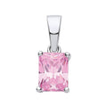Sterling Silver Pink Cubic Zirconia Emerald Cut Pendant