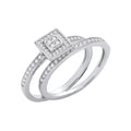 Sterling Silver Bridal Set Round Cubic Zirconias Half Eternity Ring