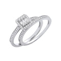 Sterling Silver Bridal Set Baguettes Centre & Round Cubic Zirconias Half Eternity Ring