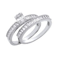 Sterling Silver Bridal Set Baguette Cubic Zirconias Half Eternity Ring