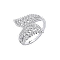 Sterling Silver Cross Over Leaf Style Cubic Zirconias Ring