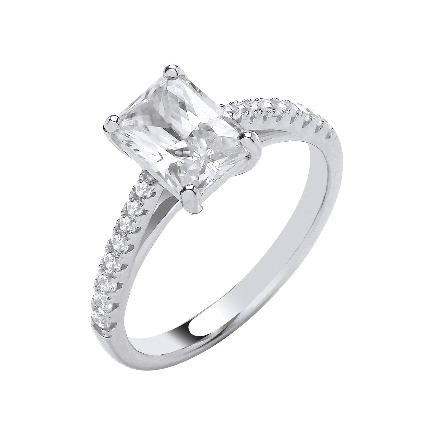 Sterling Silver Emerald Cubic Zirconia Solitaire Ring