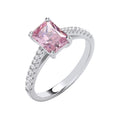 Sterling Silver Emerald Pink Cubic Zirconia Solitaire Ring