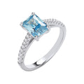 Sterling Silver Emerald Blue Cubic Zirconia Solitaire Ring