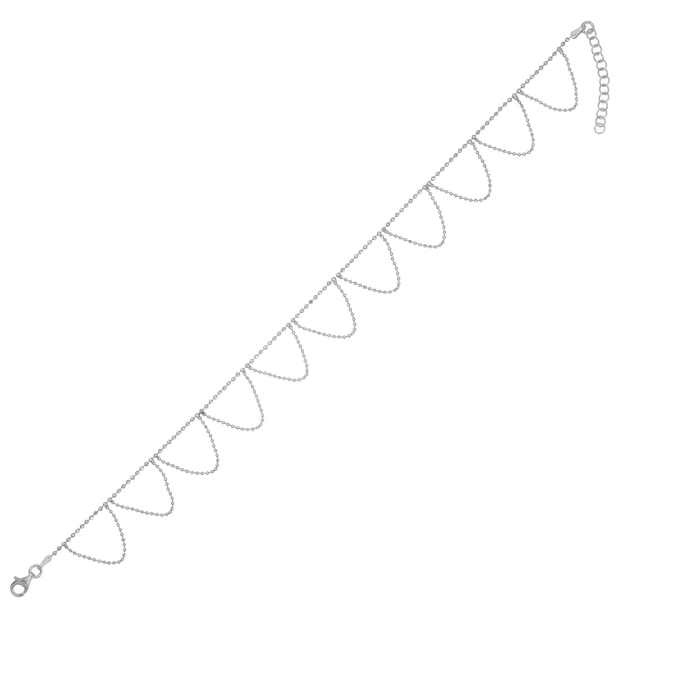 Sterling Silver Frill Style Beads Anklet