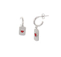 Sterling Silver Dog Tag Hollow Tube Drop Earrings