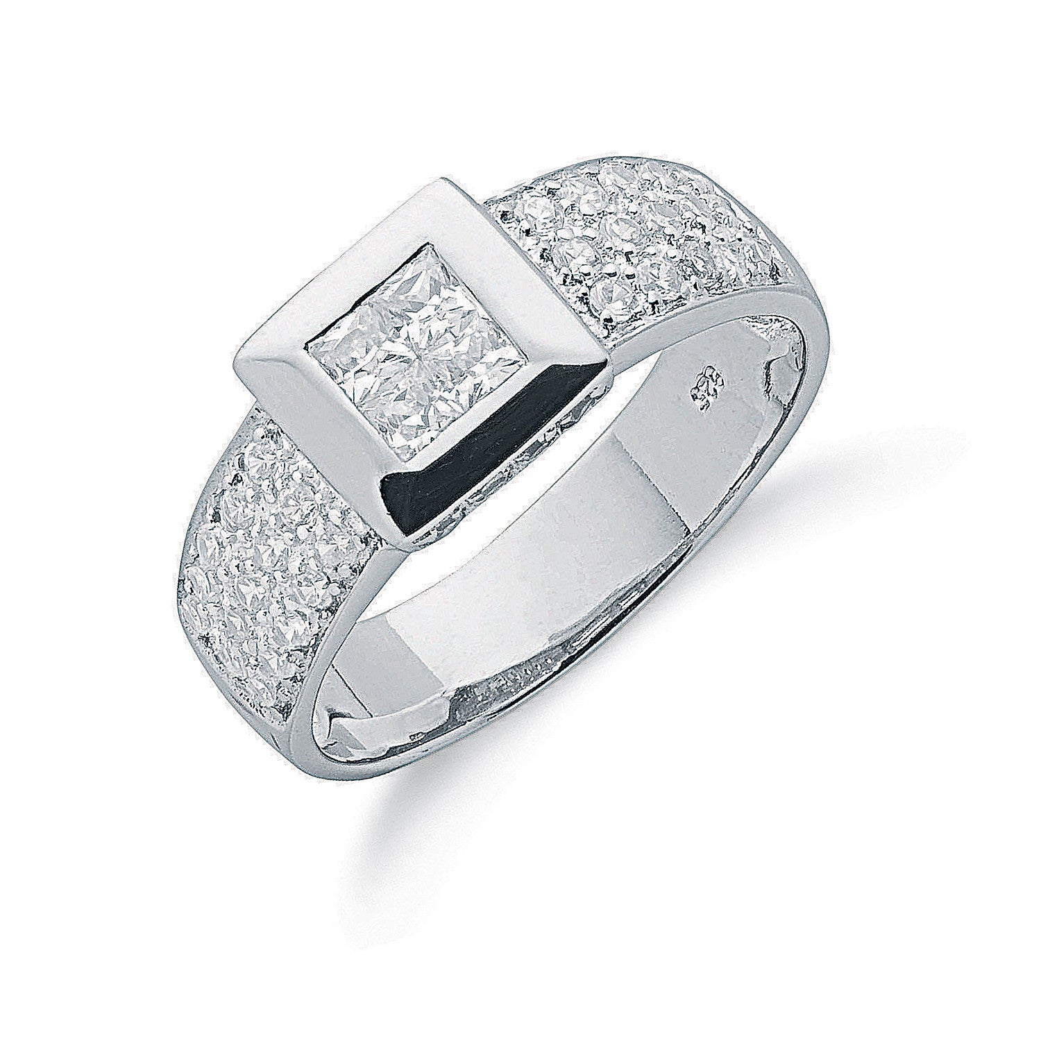 Sterling Silver Pave Set Cubic Zirconia Ring