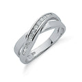 Sterling Silver Cross Over Cubic Zirconia Ring