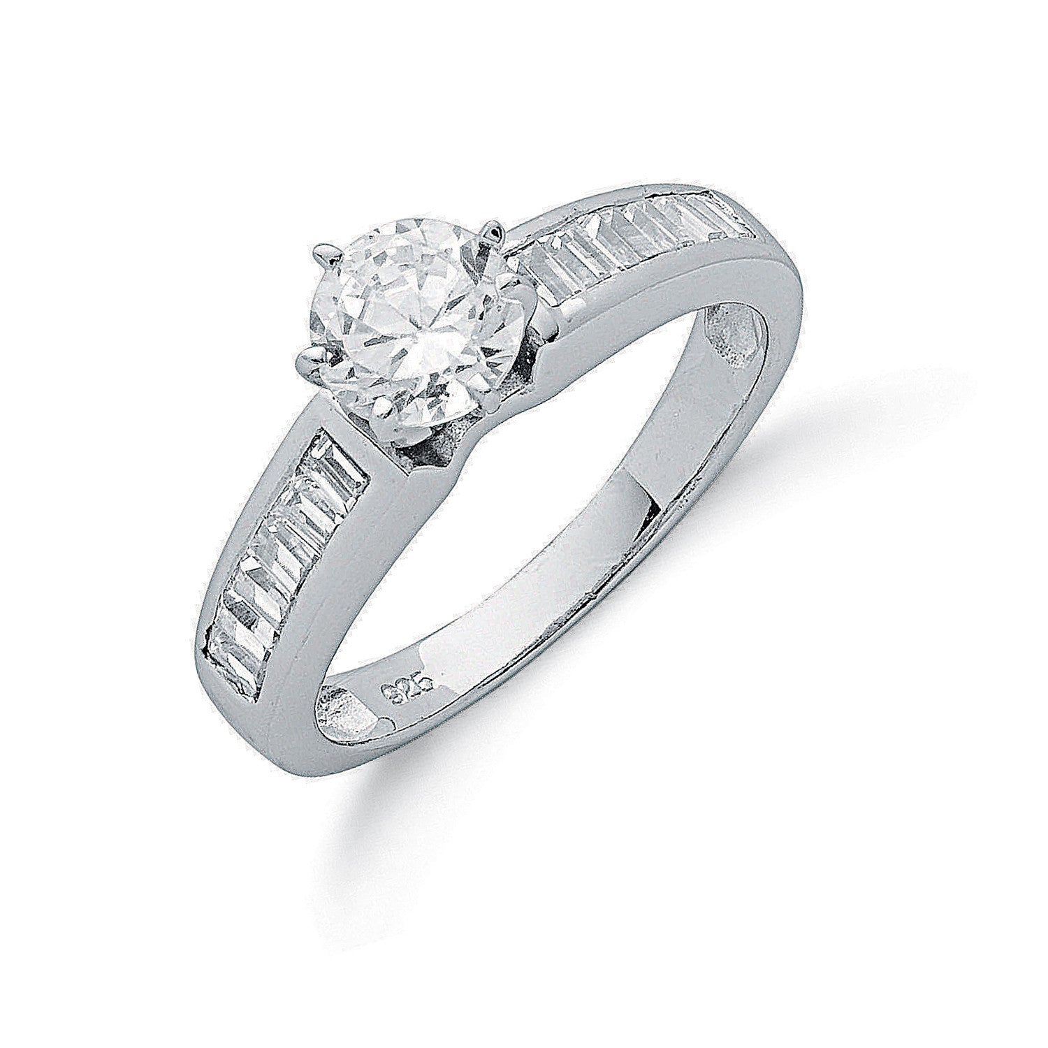 Sterling Silver Claw Set Cubic Zirconia Solitaire Ring