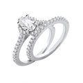 Sterling Silver Bridal Set Oval Cubic Zirconia Half Eternity Ring