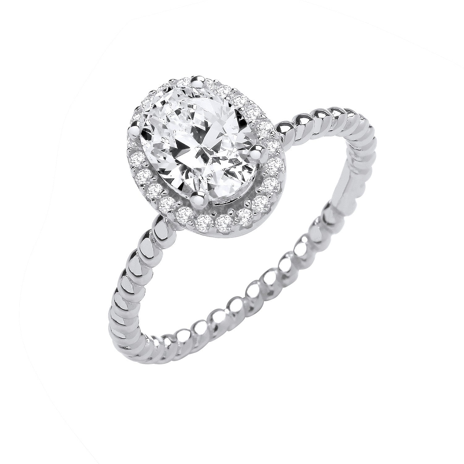 Sterling Silver Oval Cubic Zirconia Solitaire Ring