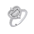 Sterling Silver Heart Halo Style Ring