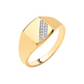 9ct Yellow gold signet ring 0.05ct Diamond Ring