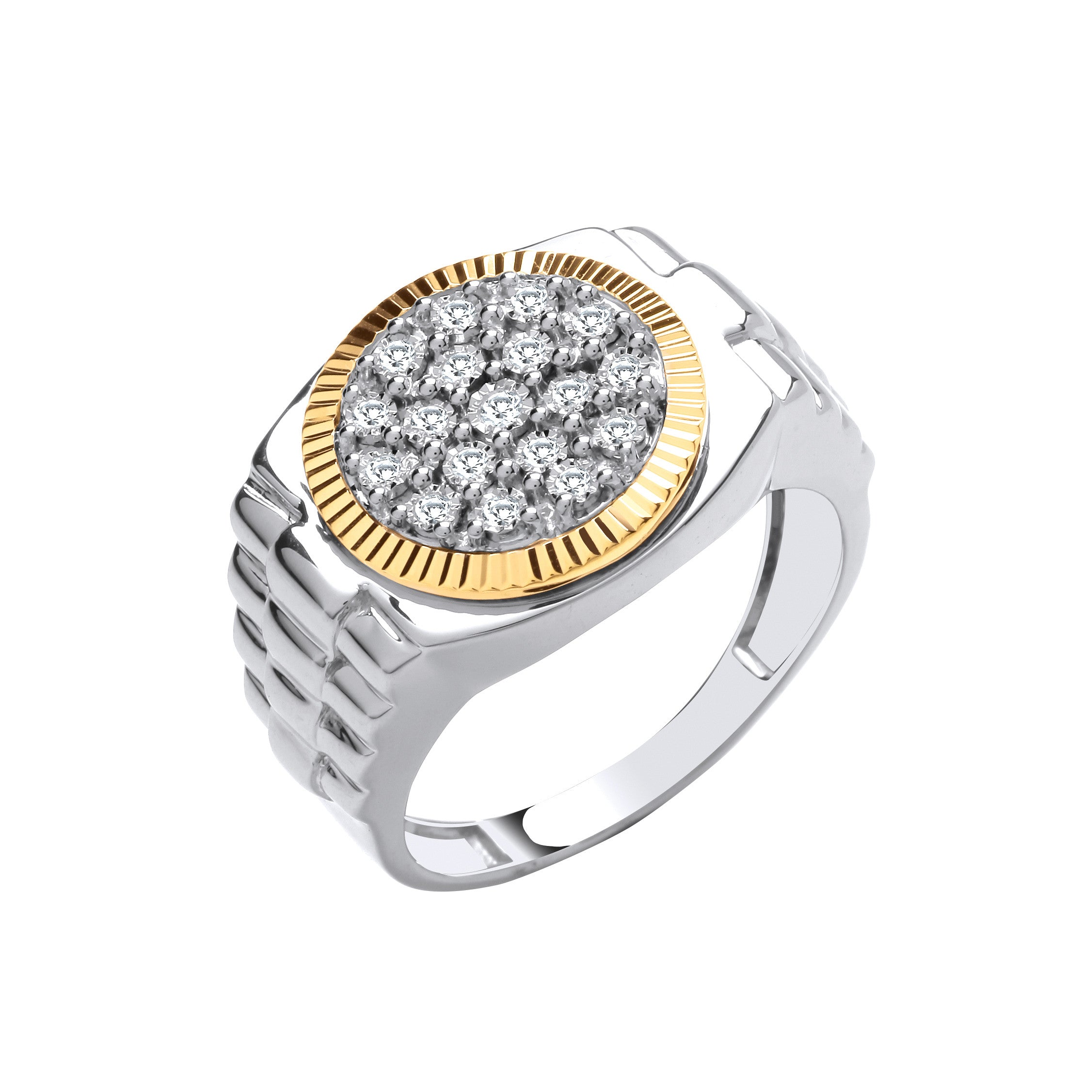 9ct Yellow and White Gold 0.20ctw Two Colour Diamond Ring