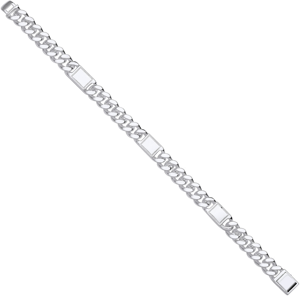 Sterling Silver Curb Fancy Gents Bracelet