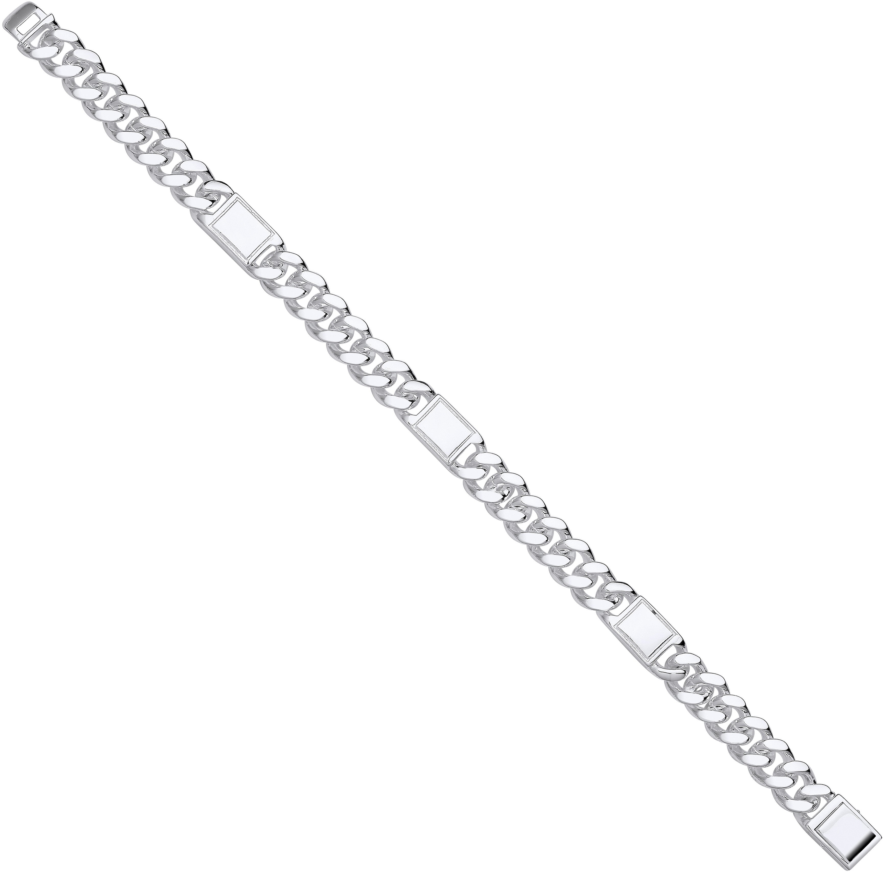 Sterling Silver Curb Fancy Gents Bracelet