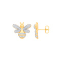 Sterling Silver Gold plated Cubic Zirconia Bumblebee Stud Earrings