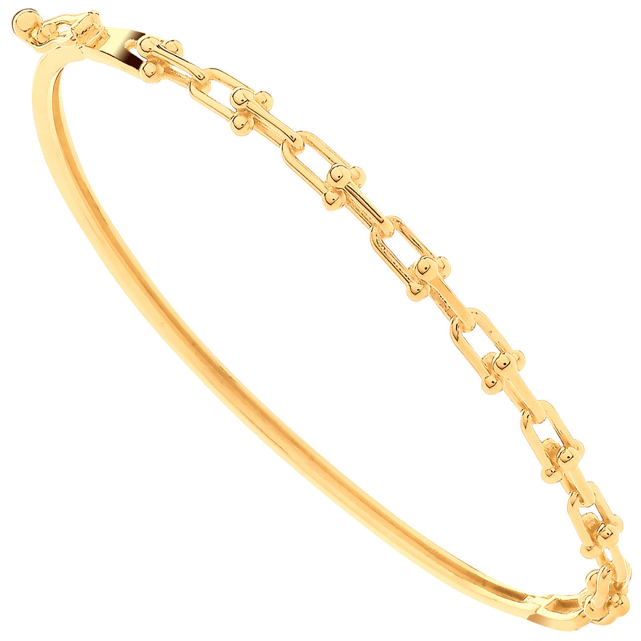 9ct Yellow Gold Bike Lock Link Ladies Bangle