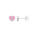 Sterling Silver Pink Enamel Heart Keyhole Stud Earrings