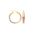 9ct Yellow, White & Red Gold Russian Wedding 23mm Hoop Earrings