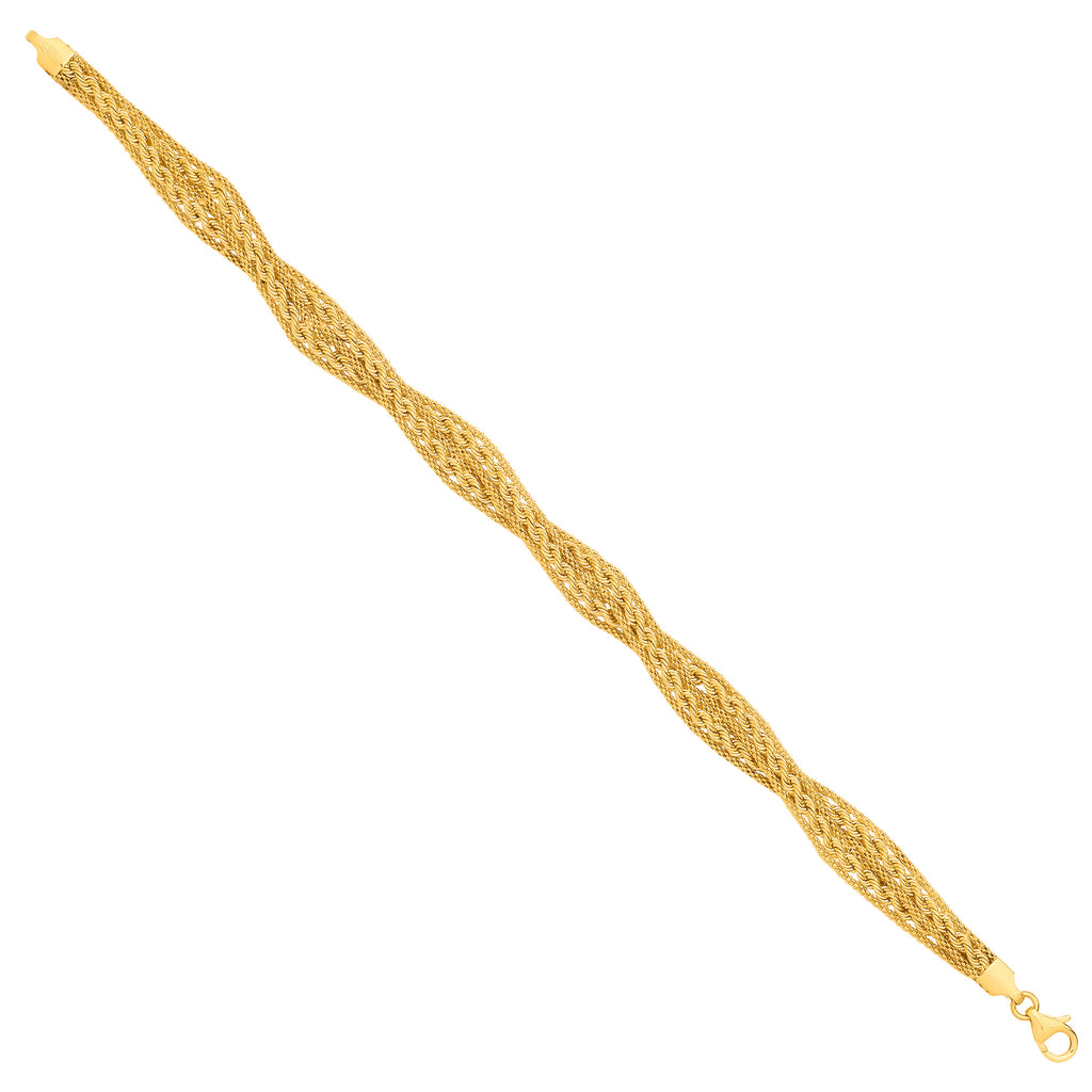 9ct Yellow Gold Graduated Rope & Mesh 18" Necklace/Ladies Bracelet