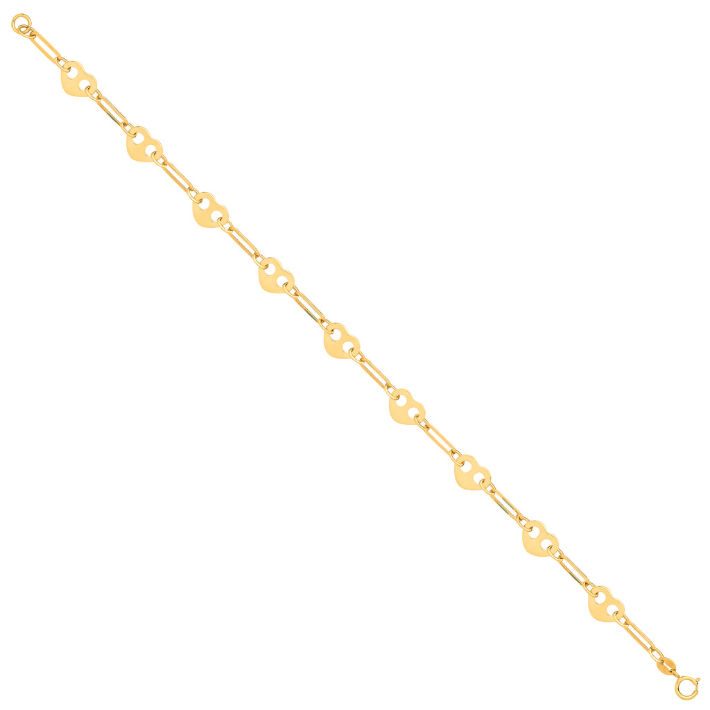 9ct Yellow Gold Hearts Ladies Bracelet