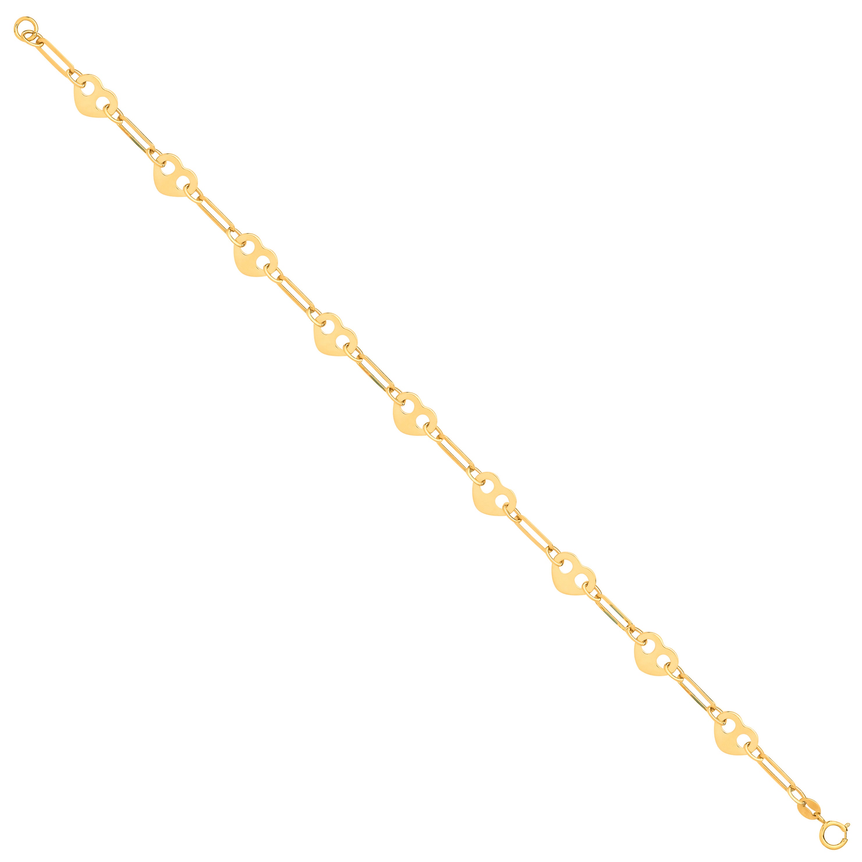 9ct Yellow Gold Hearts Ladies Bracelet