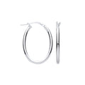 Sterling Silver Oval Tube Hoop Earrings