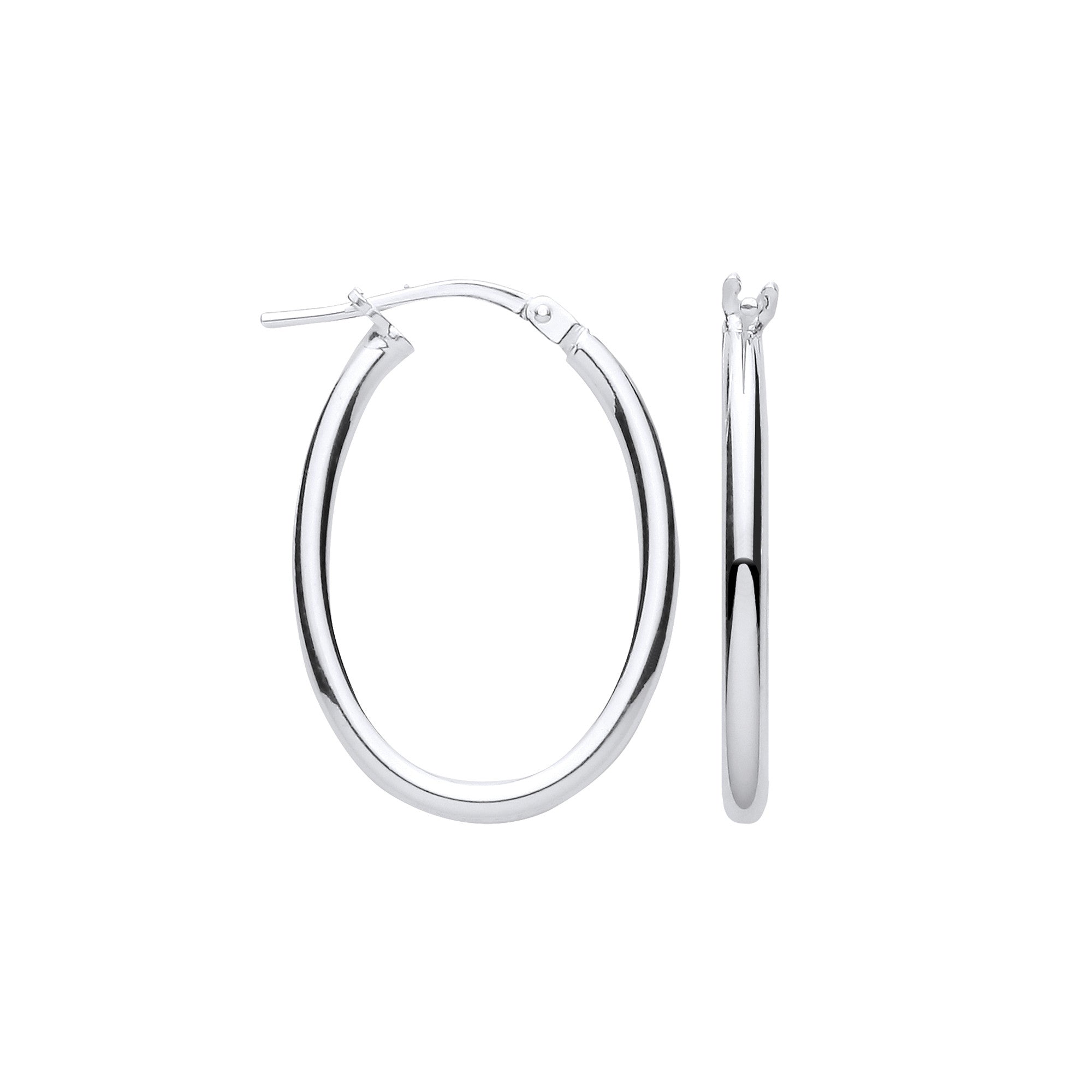 Sterling Silver Oval Tube Hoop Earrings