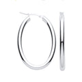 Sterling Silver Oval Tube Hoop Earrings