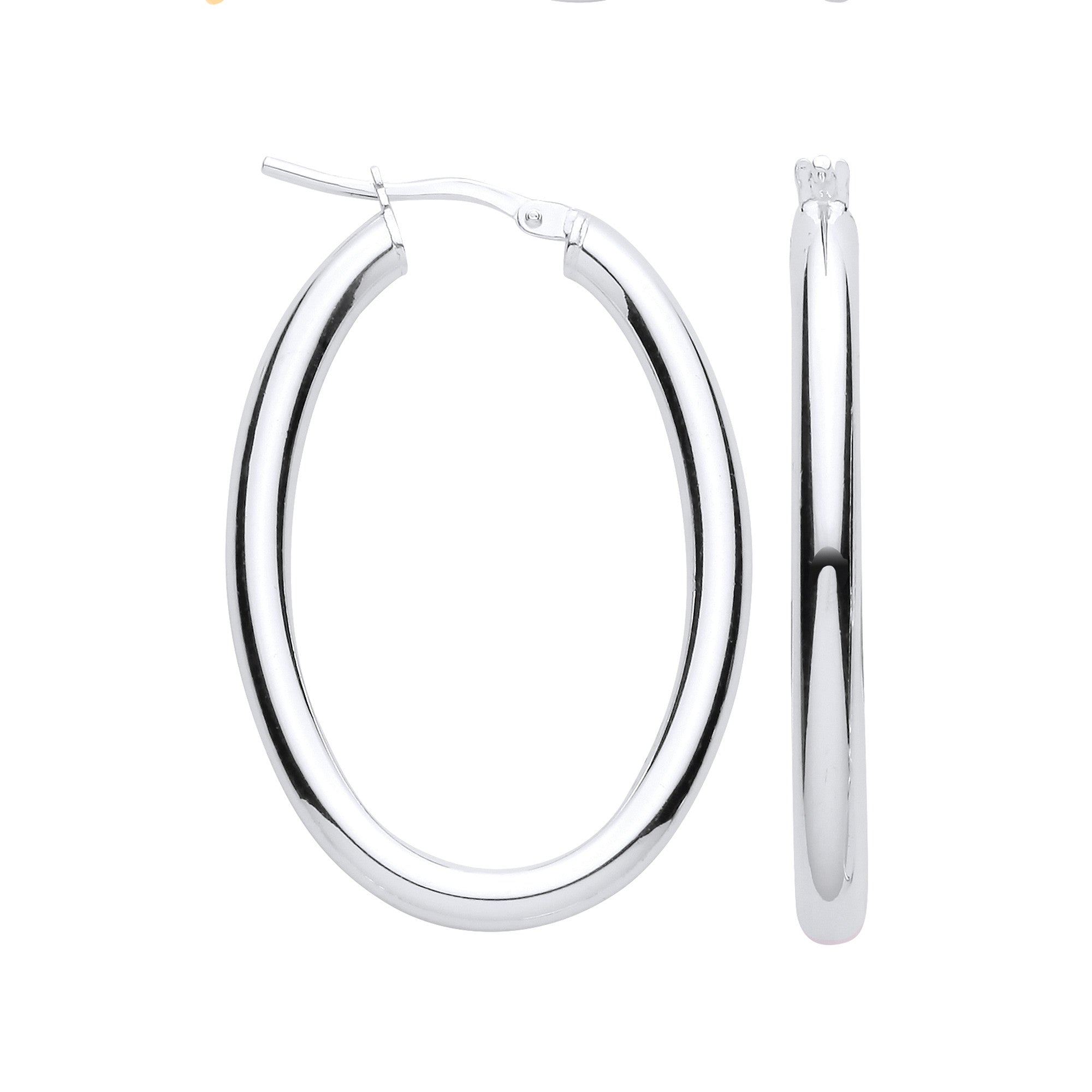 Sterling Silver Oval Tube Hoop Earrings