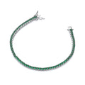 Sterling Silver Green Cubic Zirconias Tennis Ladies Bracelet