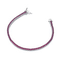 Sterling Silver Red Cubic Zirconias Tennis Ladies Bracelet