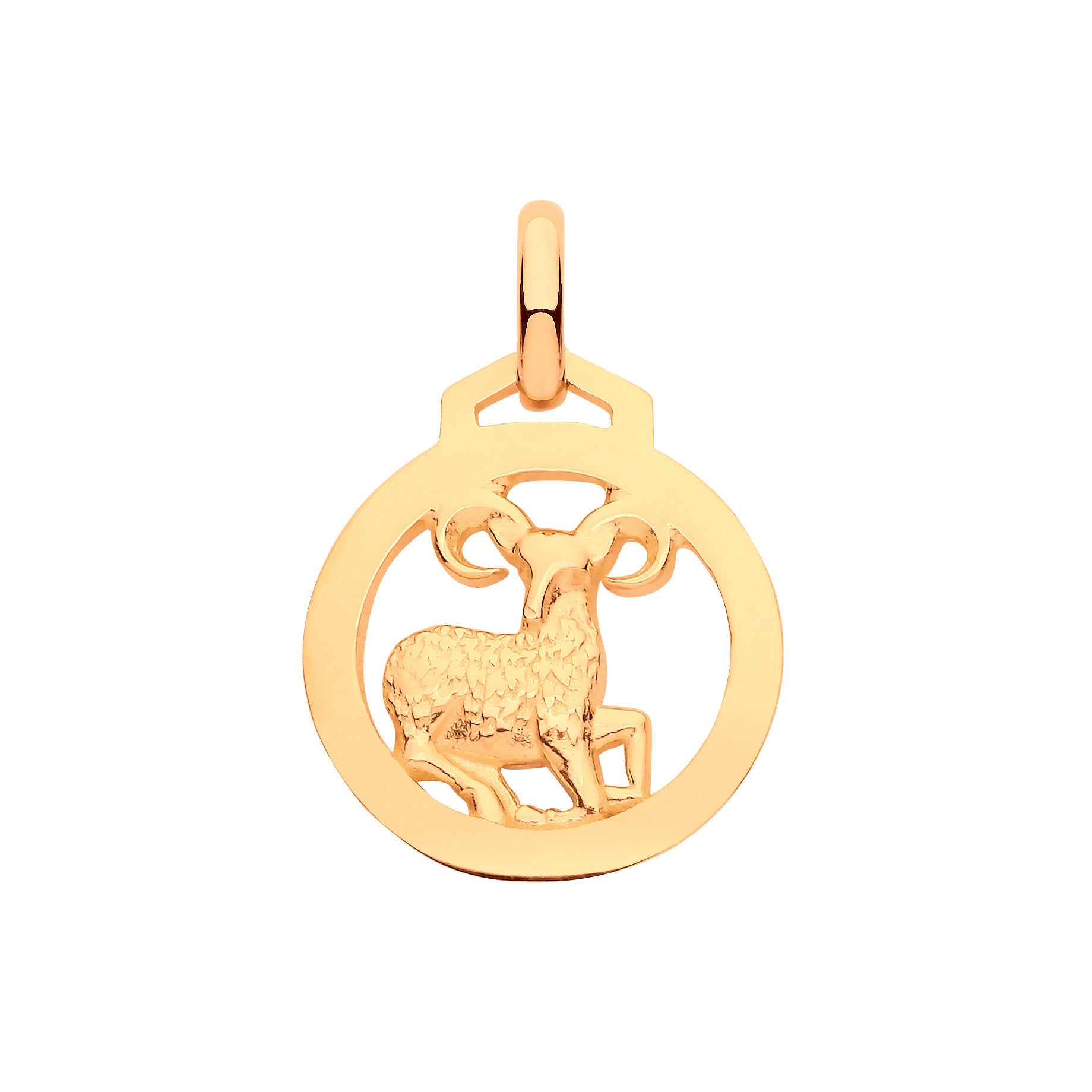 9ct Yellow Gold Round Zodiac Pendant Aries