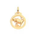 9ct Yellow Gold Round Zodiac Pendant Taurus