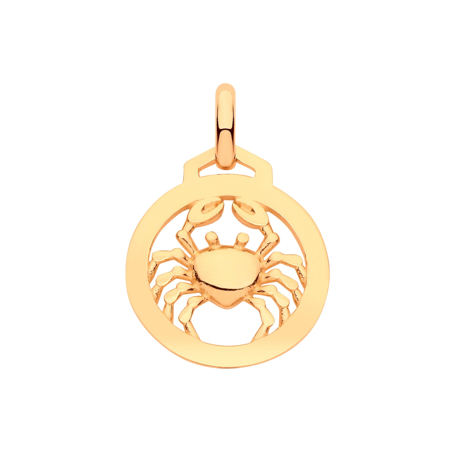 9ct Yellow Gold Round Zodiac Pendant Cancer