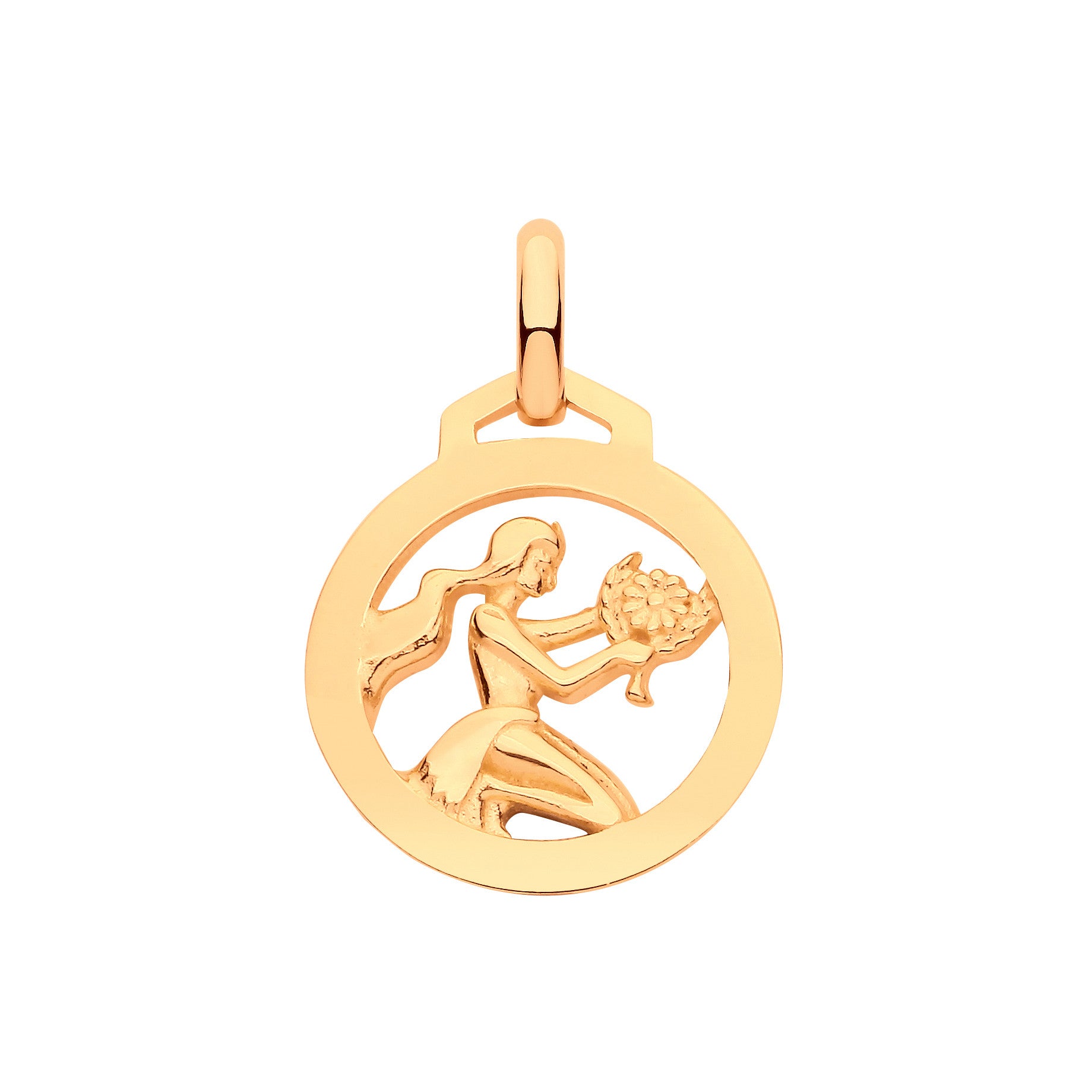 9ct Yellow Gold Round Zodiac Pendant Virgo