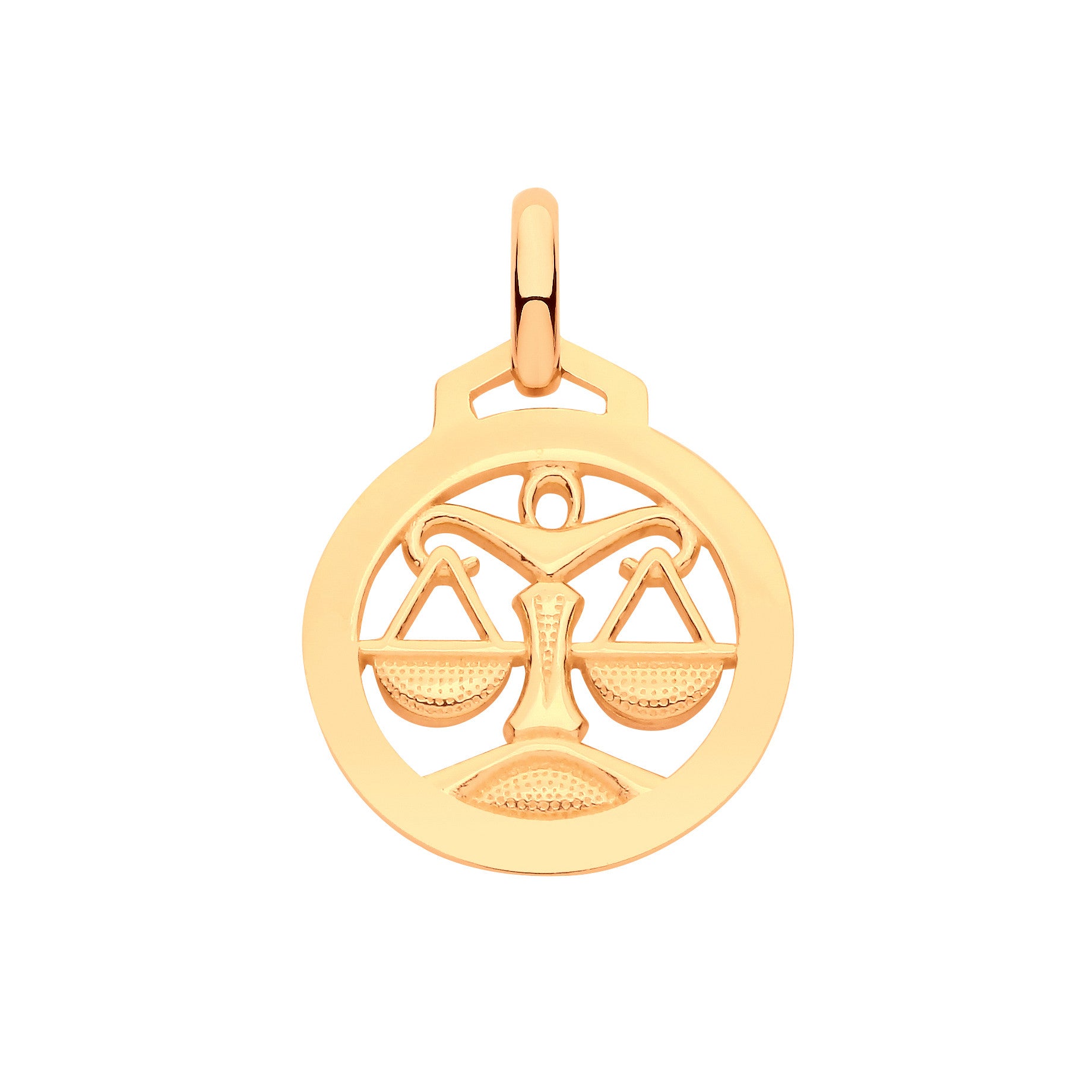 9ct Yellow Gold Round Zodiac Pendant Libra