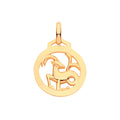 9ct Yellow Gold Round Zodiac Pendant Capricorn