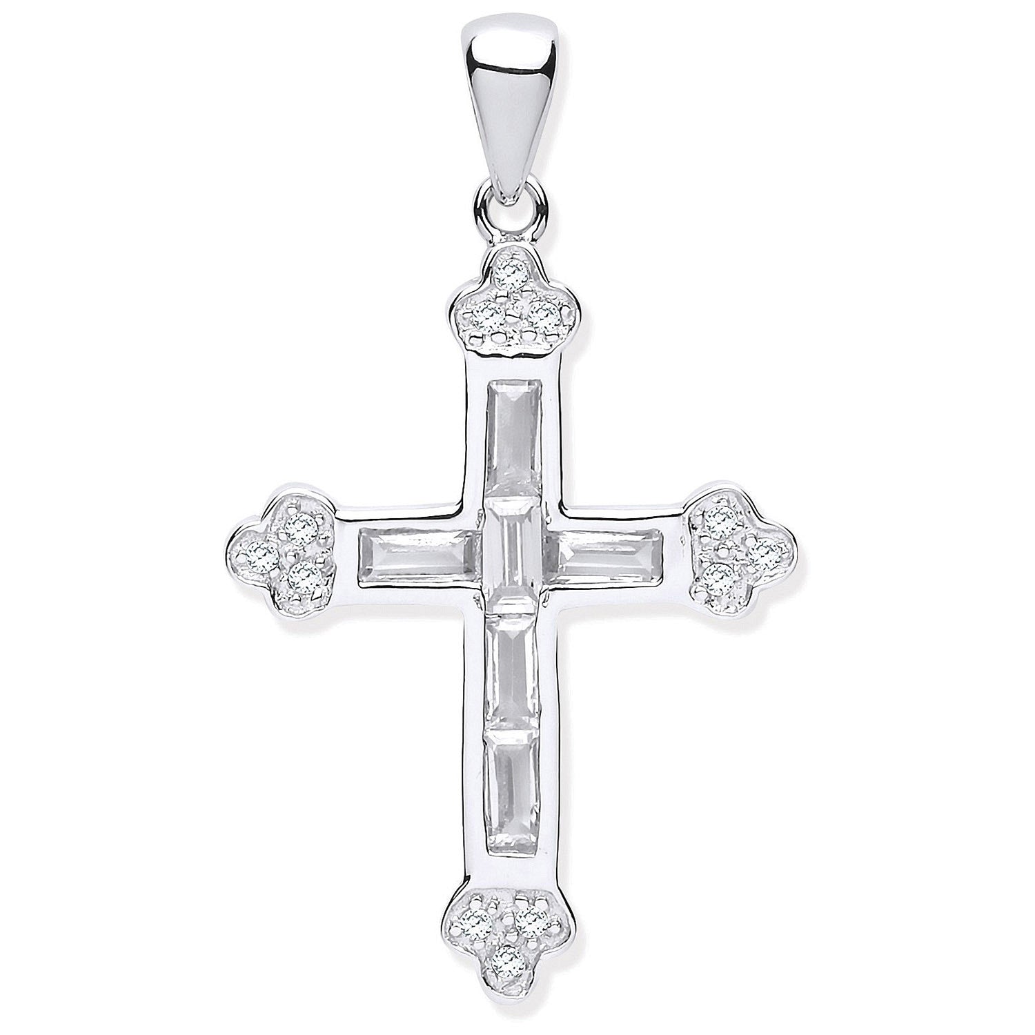 Sterling Silver Baguette Cubic Zirconia Cross